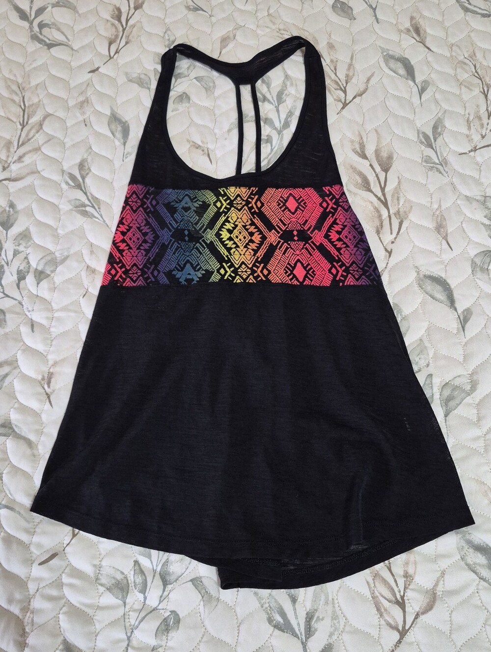 Aeropostale Black Racerback Tank with Rainbow Aztec Band